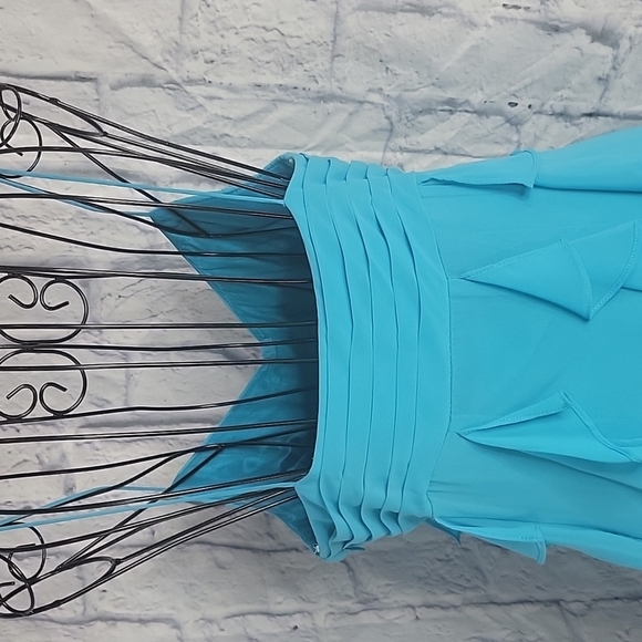 ELIZA J NEW YORK Powder Blue Pleated and Ruffled Prom Dress Size‎ 4 - Picture 7 of 9
